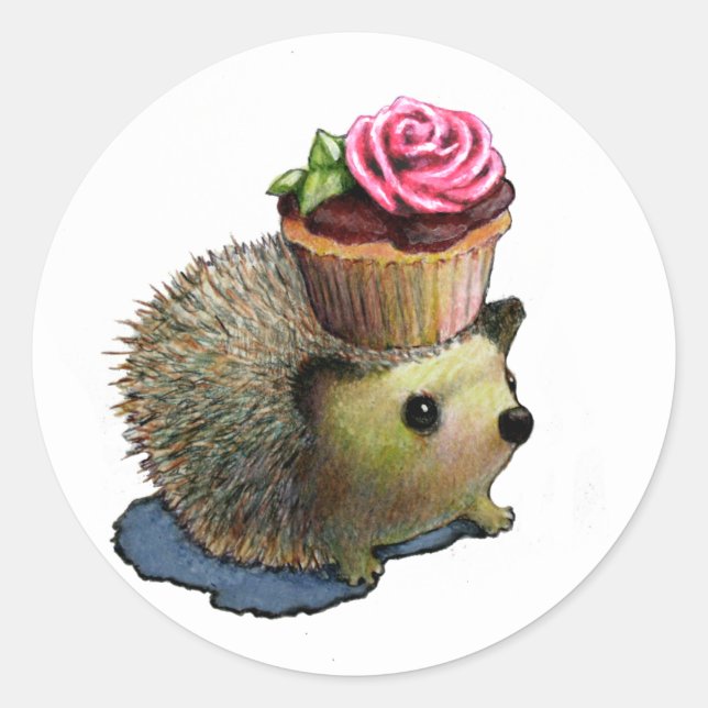 Adesivo Redondo Cupcake Hedgehogs (Frente)