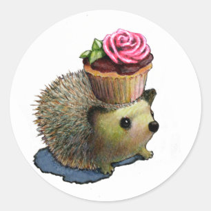 Adesivo Redondo Cupcake Hedgehogs