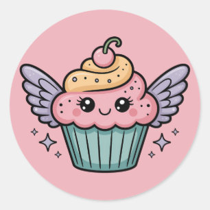 Adesivo Redondo Cupcake Kawaii