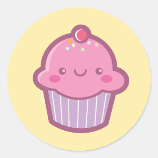 Adesivo Redondo Cupcake Kawaii