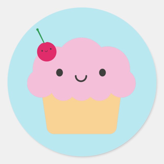 Adesivo Redondo Cupcake Kawaii (Frente)