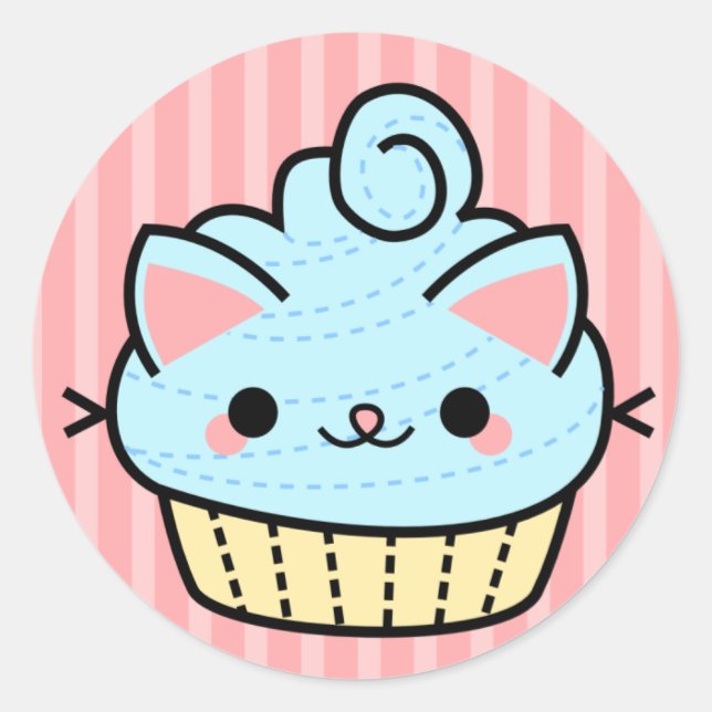 Adesivo Redondo Cupcake Kawaii Adorável (Frente)