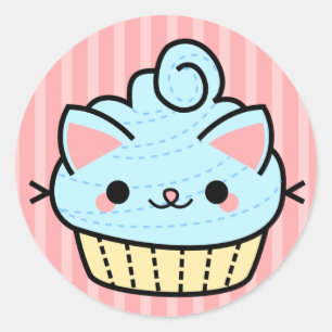 Adesivo Redondo Cupcake Kawaii Adorável