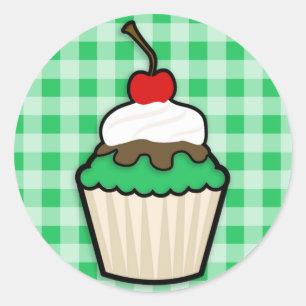 Adesivo Redondo Cupcake Kelly Green