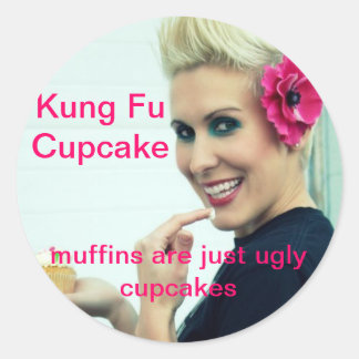 Adesivo Redondo Cupcake Kung Fu