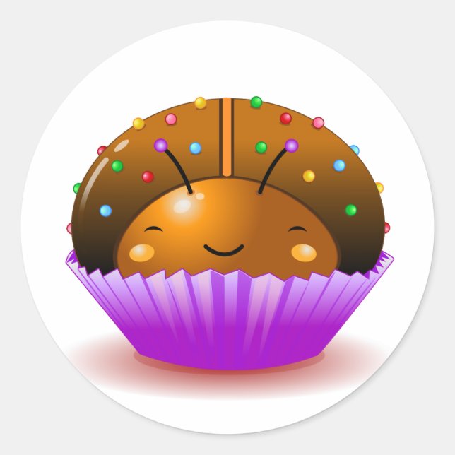 Adesivo Redondo Cupcake Ladybug de chocolate (Frente)