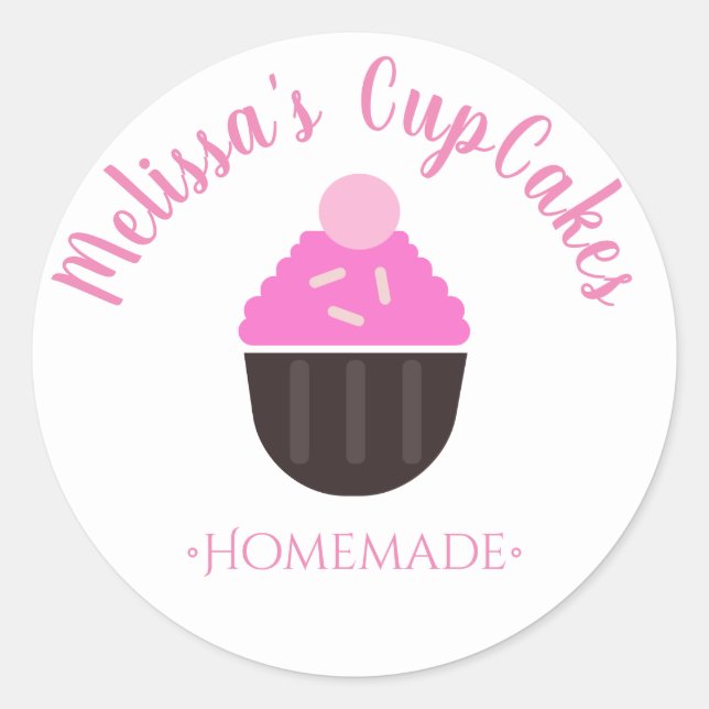 Adesivo Redondo Cupcake Logotipo Sprinkles Home Bakery (Frente)