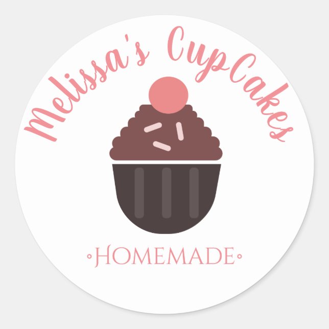 Adesivo Redondo Cupcake Logotipo Sprinkles Home Bakery (Frente)