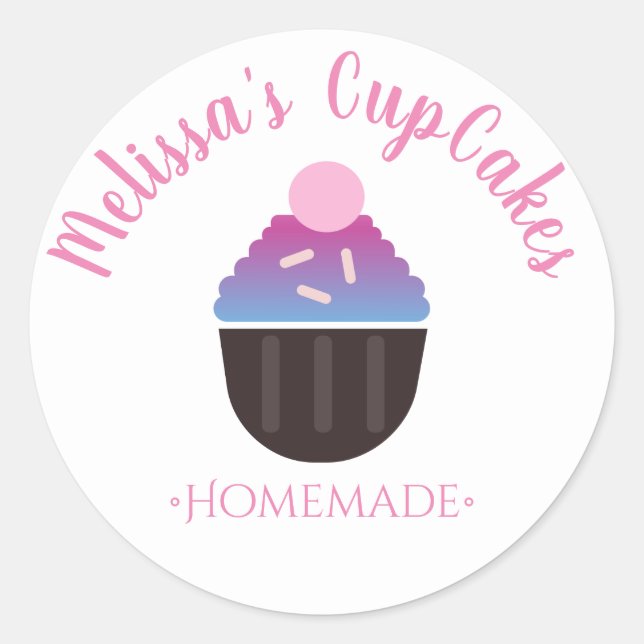 Adesivo Redondo Cupcake Logotipo Sprinkles Home Bakery (Frente)