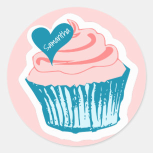 Adesivo Redondo Cupcake Love com autocolantes personalizados
