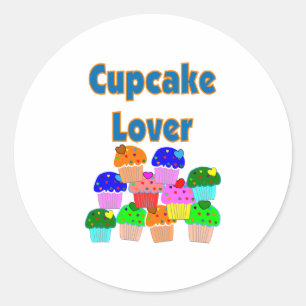 Adesivo Redondo "Cupcake Lover"—Conjunto de cupcakes adoráveis