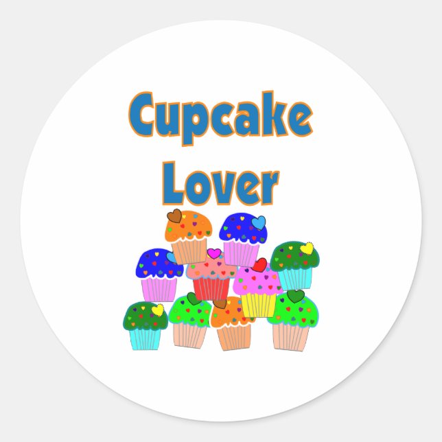 Adesivo Redondo "Cupcake Lover"—Conjunto de cupcakes adoráveis (Frente)