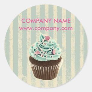 Adesivo Redondo cupcake moderno da sobremesa da padaria da cerceta