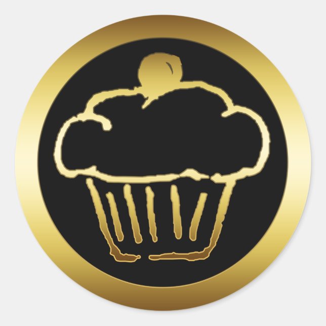 Adesivo Redondo CUPCAKE ouro (Frente)