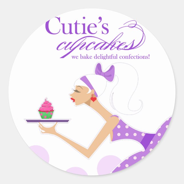 Adesivo Redondo Cupcake Packaging Sticker "Cupcakes do utilitário" (Frente)