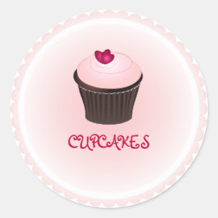 Adesivo Redondo Cupcake PixDezines/corações vermelhos