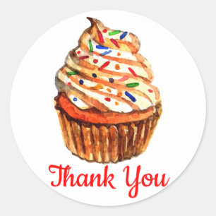 Adesivo Redondo Cupcake Que Seus Cupcakes Festas de casamento Verm