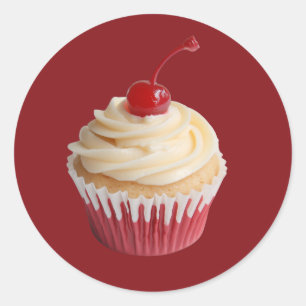 Adesivo Redondo Cupcake Retro-Cereja Doce