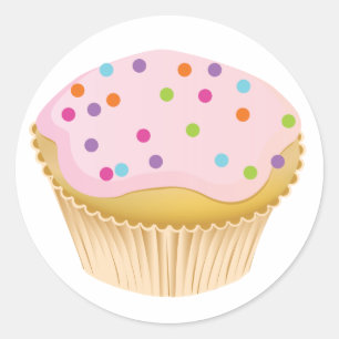 Adesivo Redondo Cupcake rosa