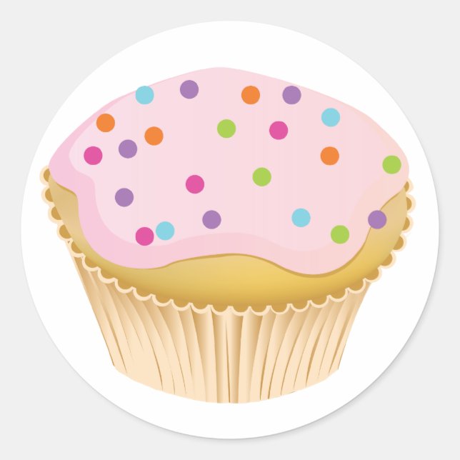 Adesivo Redondo Cupcake rosa (Frente)