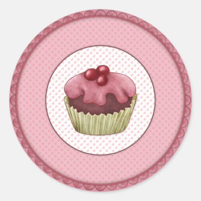 Adesivo Redondo Cupcake rosa (Frente)