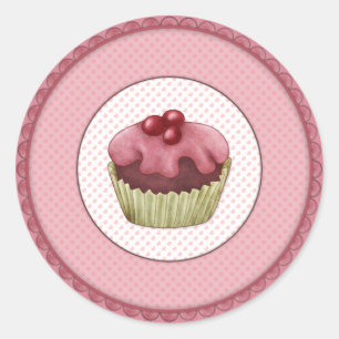 Adesivo Redondo Cupcake rosa