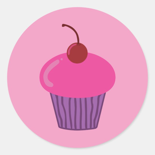 Adesivo Redondo Cupcake rosa (Frente)