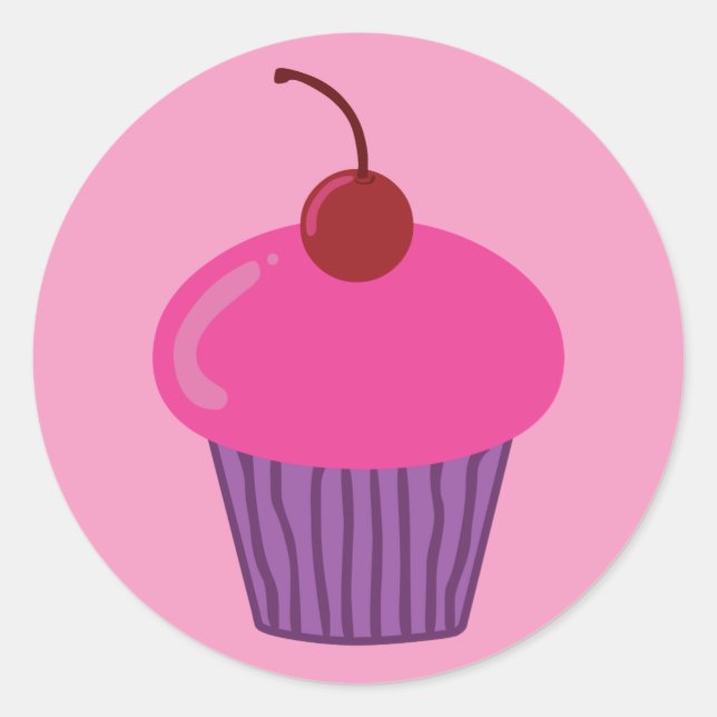 Adesivo Redondo Cupcake rosa (Frente)