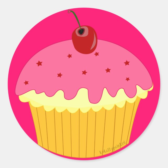 Adesivo Redondo Cupcake rosa (Frente)