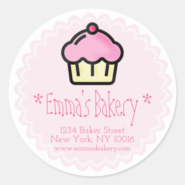 Adesivo Redondo Cupcake rosa - Autocolantes personalizados (Frente)