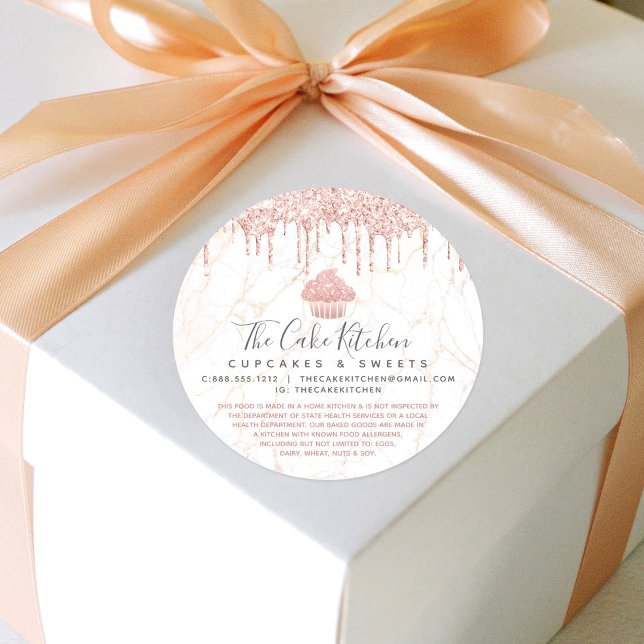 Adesivo Redondo Cupcake Rosa Dourado Lixo Lixo Lixo Legítima da Pa (Criador carregado)