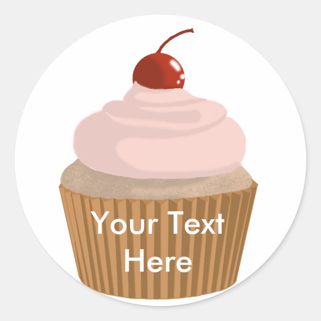 Adesivo Redondo Cupcake rosa e marrom (Frente)