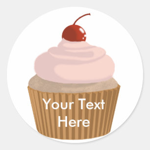 Adesivo Redondo Cupcake rosa e marrom