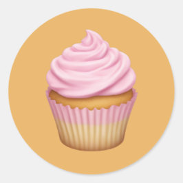 Adesivo Redondo Cupcake rosa Emoji
