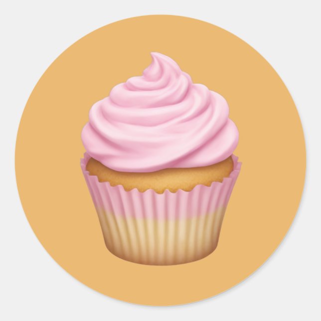 Adesivo Redondo Cupcake rosa Emoji (Frente)