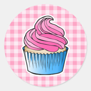 Adesivo Redondo Cupcake rosa mais doce