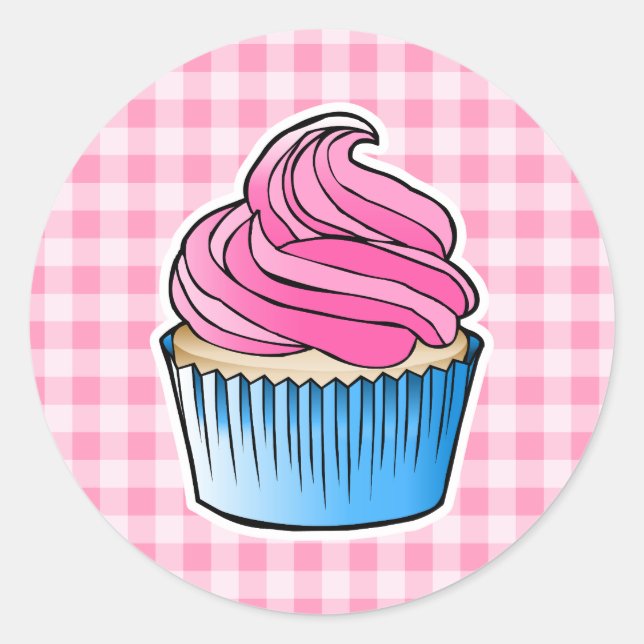 Adesivo Redondo Cupcake Rosa Mais Doce (Frente)