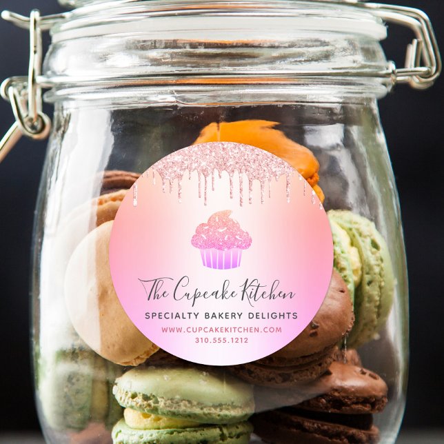 Adesivo Redondo Cupcake Rosa Rosa Rosa Cor-de-rosa Brilhante Panif (Criador carregado)