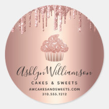 Cupcake Rose Gold Gotejamento Rótulo Pasteleiro Pa