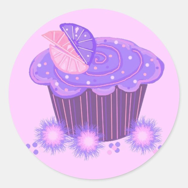 Adesivo Redondo Cupcake Roxo (Frente)