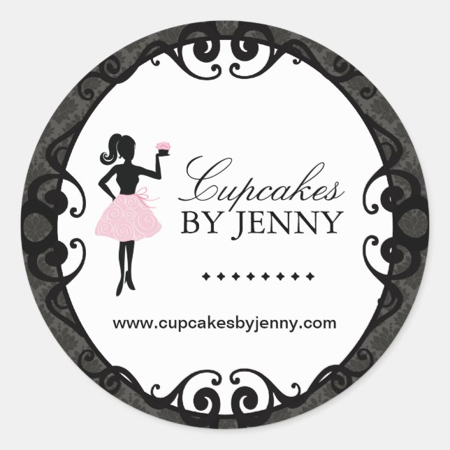 Adesivo Redondo Cupcake Silhouette Packaging Stickers (Frente)