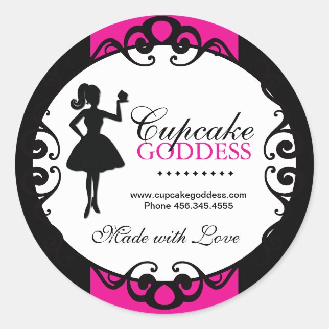 Adesivo Redondo Cupcake Silhouette Packaging Stickers (Frente)