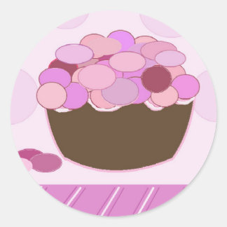 Adesivo Redondo Cupcake Smartie Rosa e Roxo