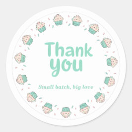 Adesivo Redondo Cupcake Sprinkle Baking Thank You Sticker 