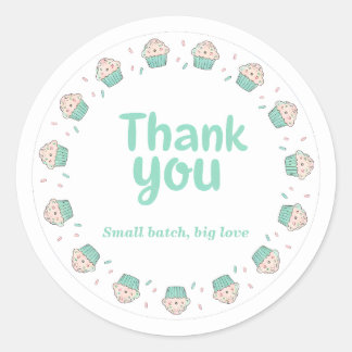 Adesivo Redondo Cupcake Sprinkle Baking Thank You Sticker