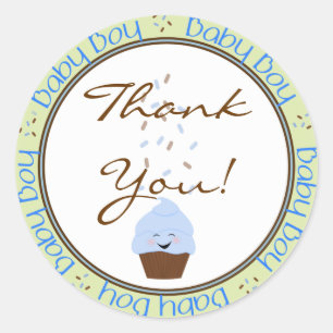 Adesivo Redondo Cupcake Sprinkles Baby Boy Sticker