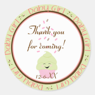 Adesivo Redondo Cupcake Sprinkles Baby Girl Sticker
