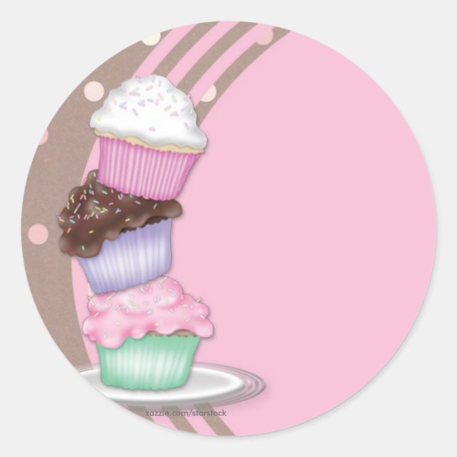 Adesivo Redondo Cupcake Sticker (Frente)