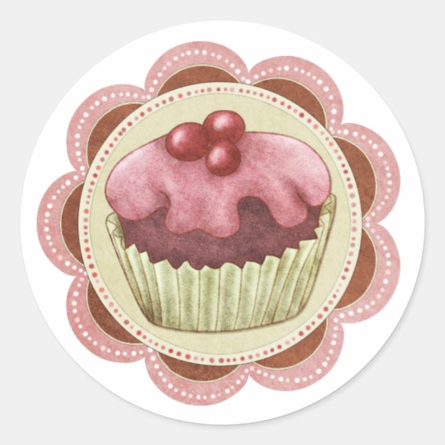 Adesivo Redondo Cupcake Sticker Ideal Para Elementos Com Emperrame (Frente)