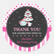 Cupcake Tea Party Birthday Pink Obrigado